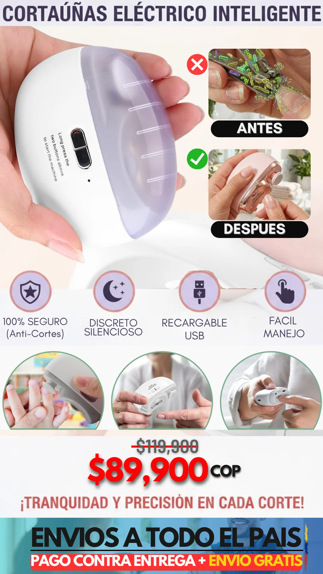 CORTA UÑAS ELECTRICO INTELIGENTE