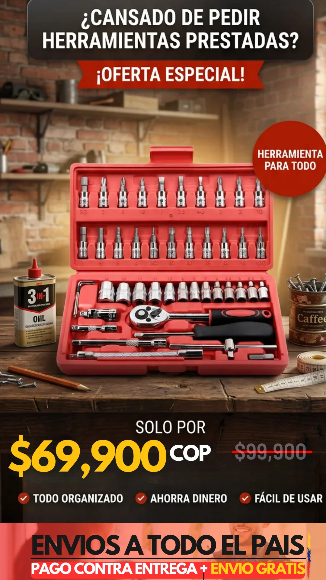 KIT PROFESIONAL DE HERRAMIENTAS MULTIPROPOSITO 48 PIEZAS